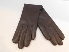 NEW DESIGNER LADIES BROWN VINYL WINTER GLOVES ACRYLIC LINING SIZE 6.5