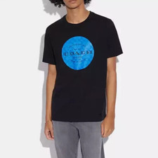 Coach Men's Black/Blue Signature Organic Cotton T Shirt C9140 Size L - NWT