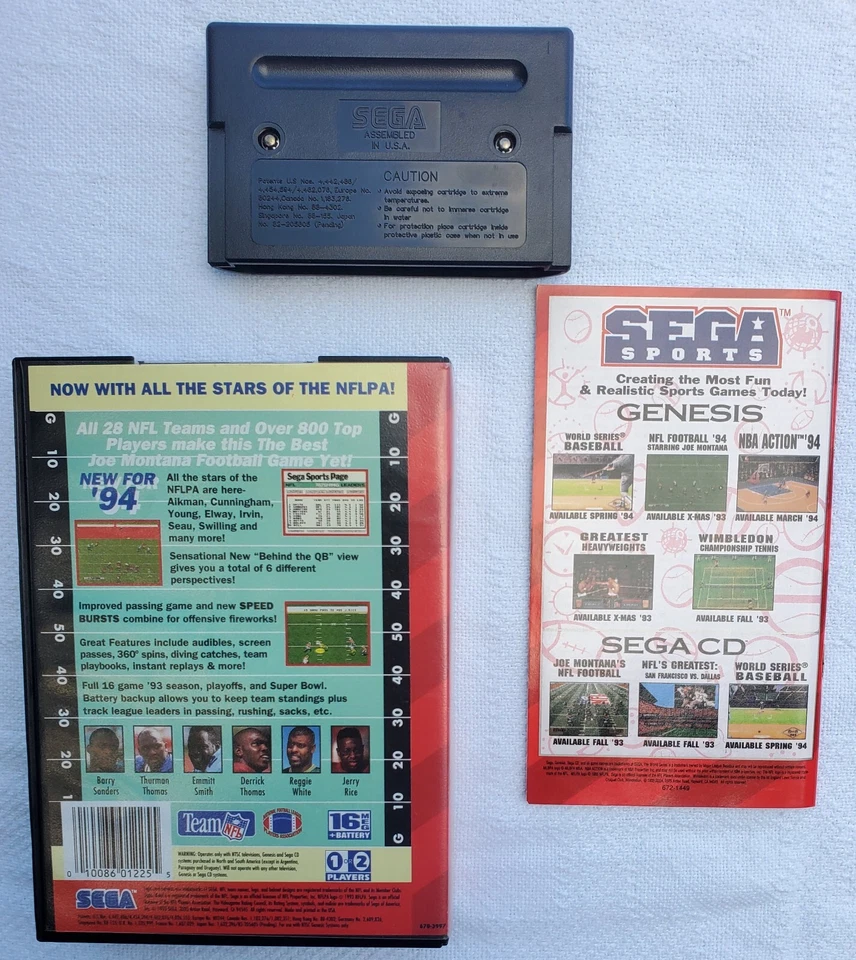 Винтажный лот из 4 видеоигр Sega Genesis LE Madden 94 в прайм-тайм NFL Montana Sanders - Изображение 2 из 4