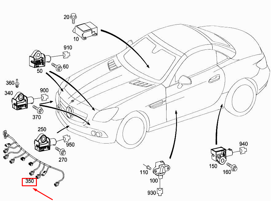 MERCEDES-BENZ SLK R172 Front Parking Aid Wiring A1725409210