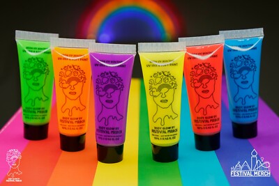 Lebendige UV Gesichtsfarbe von BodyGlow  - 6er Set Farben - Neon Gesichts- und Körperfarbe