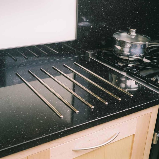 Unika Self Adhesive Kitchen Worktop Protector Rods Stainless Steel 6 X