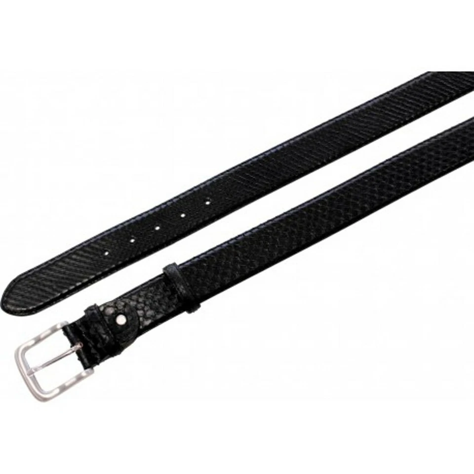 Cintura 4 cm in vera pelle di Pitone nera con fodera nabuk e fibbia nichel free - Immagine 2 di 4