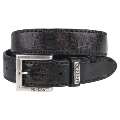 Sendra Boots Leder Gürtel Belt Grau 1016-Pata Avestruz Gris Negro Straußenleder