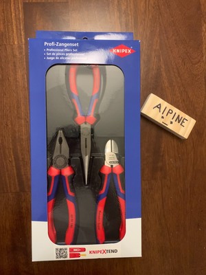 Knipex 3pc Plier Set Long Nose Lineman Combination Cutter Comfort Grips 002011