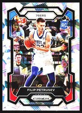 Filip Petrusev 2023-24 Panini Prizm Silver Ice RC Philadelphia 76ers No.282