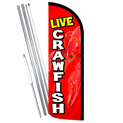 Live Crawfish Premium Windless Feather Flag Bundle (Complete Kit) OR Optional Re