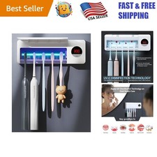 Lightweight Wall-Mounted Toothbrush Holder with 5 Compartments  Timer Function