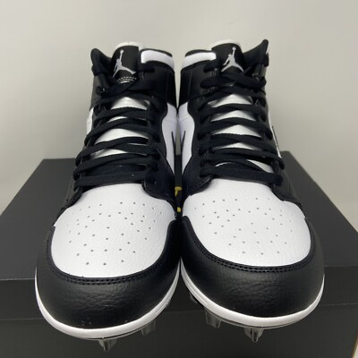 Nike Air Jordan 1 Mid TD Men's Football Cleats Black White Panda