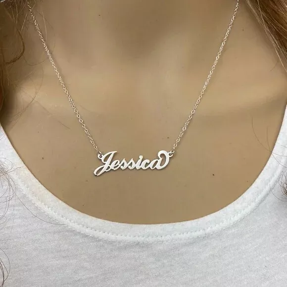 Personalized 925 Sterling Silver Name Plate Adjustable Necklace
