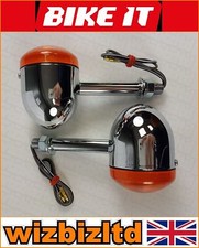 Aprilia RS4 125 Replica 2017 Chrome Body Amber Lens Long Stem Bullet Indicators