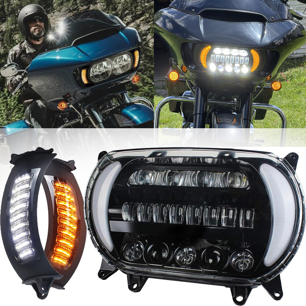 Eumti 120W LED Headlight For Harley Road Glide 2015-2024 - Super Bright, DOT Approved, W/ DRL