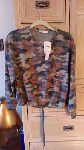New White Willow Medium M Camo Drawstring Hem Pullover Sweatshirt Top NWT Women