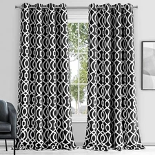 84 Jet Black Trellis Black Out Window Curtain Panel