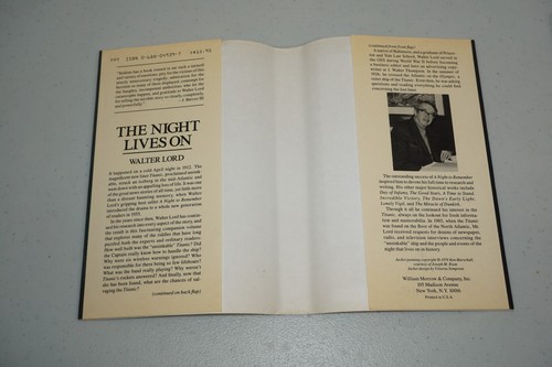 The Night Lives On Walter Lord 1986 First Edition Hardcover Titanic Book - Picture 6 of 18