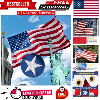 3x5 American Flag Made In USA High Wind Heavy Duty US Flags for Outdoor Durable