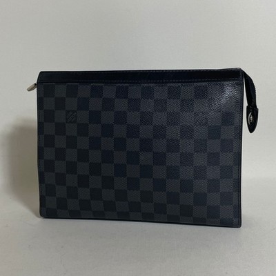 Louis Vuitton Pochette Voyage MM Damier Graphite Leather Black Authentic