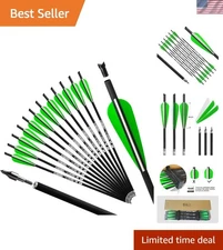 High-Performance Crossbow Arrows - 12 Pack, 16/18/20 Inch Precision Carbon Bolts