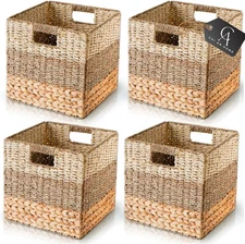 11 Inch Cube Storage Bins, Wicker Baskets for 10.5x10.5x10.5, Natural 