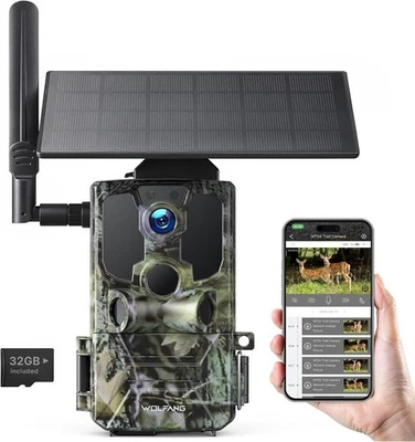 Telecamera di sicurezza cellulare 4G LTE solare esterno, 2K HD PTZ telecamera fauna selvatica wireless - Immagine 1 di 4