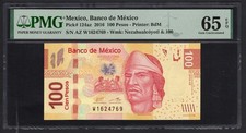 Mexico 100 Pesos 2016 P124az Uncirculated Grade 65