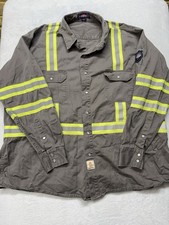 BOCOMAL FR 4XL Shirt High Visibility Button Down Gray Welding/Electrical FR