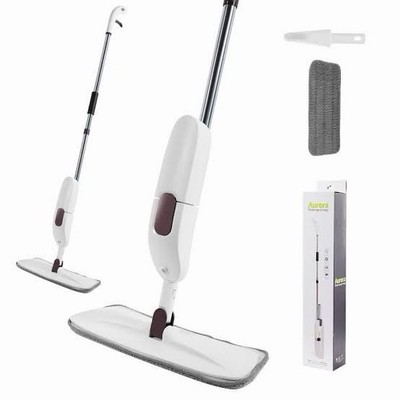 Aurora Water Spray Mop W/ Washable Microfiber Flexible 360 Rotation- White
