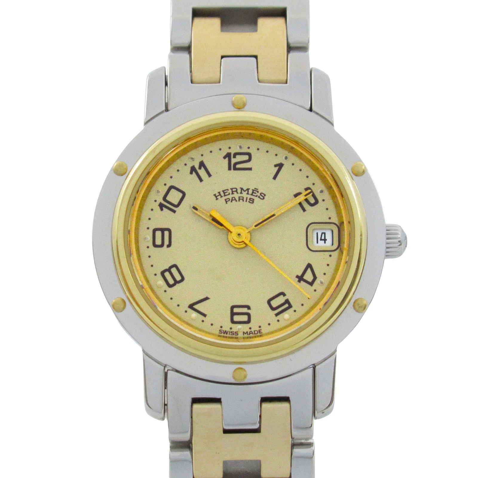 HERMÈS Orologio da polso HERMES Clipper CL4.220 quarzo acciaio inox placcato oro usato