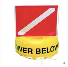 NEW Inflatable Flag-N-Float Buoy with Dive Flag for Scuba Diving Yellow