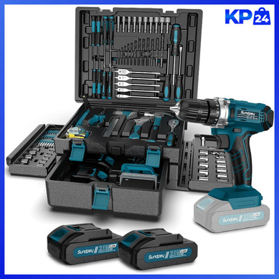 Werkzeugkoffer Gefüllt 255 tlg 21V Akku-Bohrschrauber 2x 2000mAh für Haus