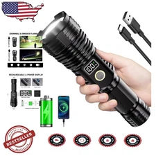 Powerful Tactical Flashlight, Rechargeable, 3000 Lumens, Waterproof, LCD Display