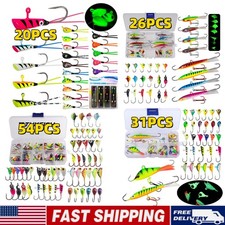14/26/40PCS Glow Ice Fishing Jigs Set Winter Ice Fishing Lures Hooks Tackle Jigs