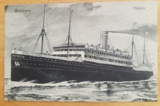 PATRICIA (Hamburg American) Port bow view at sea - c1910