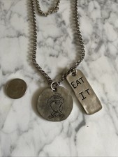 Vintage NOS 93 Warner Bros Tasmanian Devil Pendant On 36 Inch Silver Plated Neck