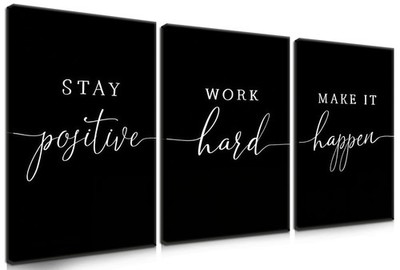 Mjong Motivational Office Wall Art Canvas Prints Set Of 3 Stay Positive Work