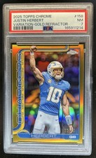 2025 Topps Chrome Justin Herbert Image Variation Gold Refractor SP #/50 PSA 7