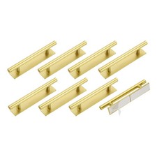 8pcs Self-Stick Push Pull Helper 6" Round Cabinet Handle Gold