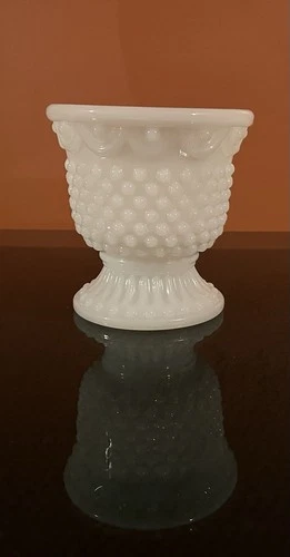 Vintage Small Avon Hobnail Milk Glass Trinket Vanity Jar Or Candle Holder