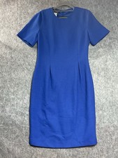 Vintage Dress Womens 8 Blue Midi Short Sleeve Classic Capsule Office Work Retro