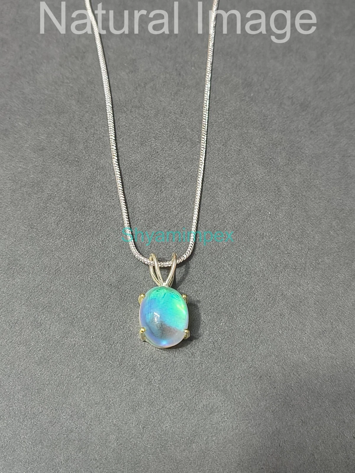 Ethiopian Opal Pendant 925 Sterling Silver Handmade Oval Gemstone Necklace  3623 image 8