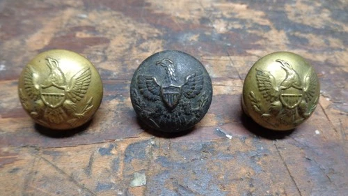 Lot of 3 Civil War & 1873 vintage Union Army Eagle insignia coat buttons