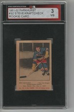 1951-52 PARKHURST CARD #92 STEVE KRAFTCHECK ROOKIE KSA 3 
