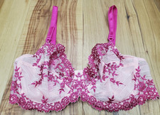 Wacoal 38D Embrace Lace Underwire Embroidered Floral Pink BRA 65191 Excellent