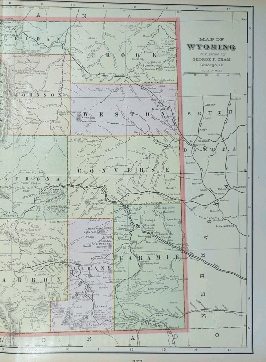 Vintage 1901 WYOMING Map 22