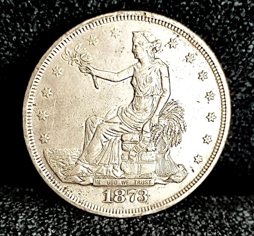 1873 Trade Dollar Better Date AU in Grade No Chop Marks 1st Year of Issue