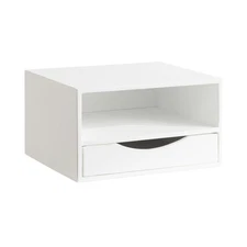 Hutton Modern Floating Side Table, 13 x 10 x 7, White, Minimalist Space-Savin...