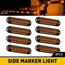 8pcs Marker 6-LED Side Clearance Indicator Amber For Light RV Van Truck Trailer