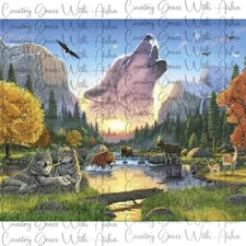 20oz Skinny Wrap Wolf Wildlife Woodland Sublimation Transfer Ready To Press