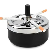 Round Spin Ashtray Push Down Butt Cigarette Tobacco Ash Tray With Metal Spinner