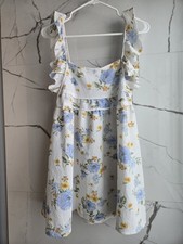 Forever 21 Babydoll Floral White Fluff Sleeve Mini Dress